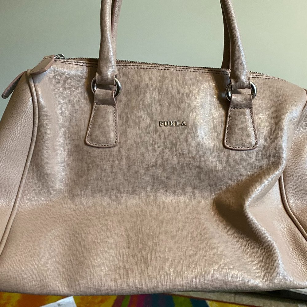 Authentic FURLA Bags Cream Leather Satchel